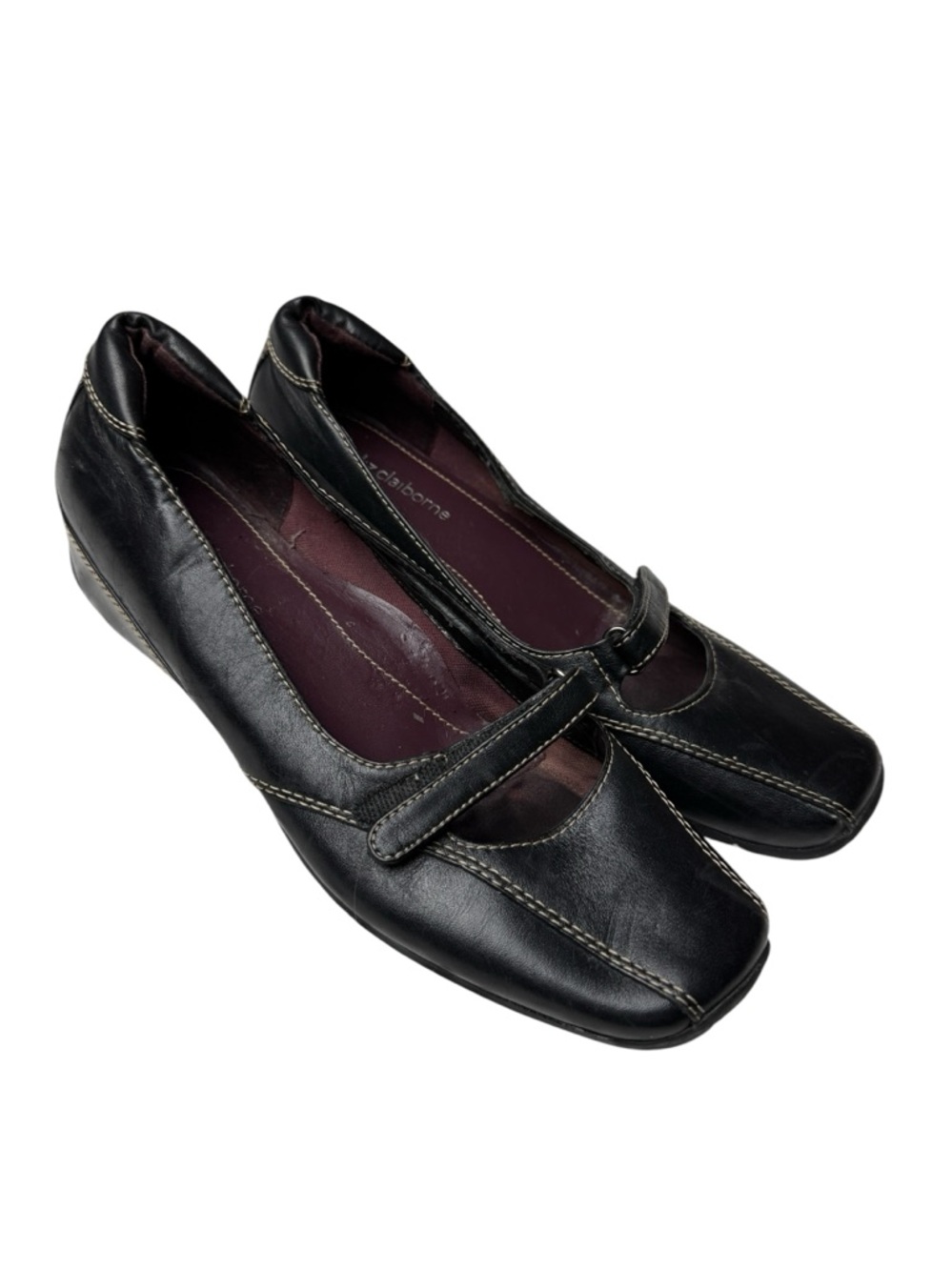 VTG Liz Claiborne Andy Black Leather Women's Loafer Shoes SZ 8.5 Slip On Preppy